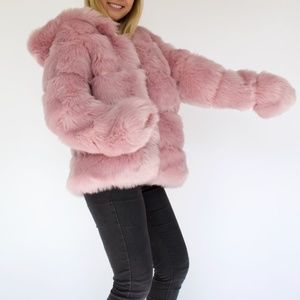 Pink Vegan Fur Jacket by House of Eleven